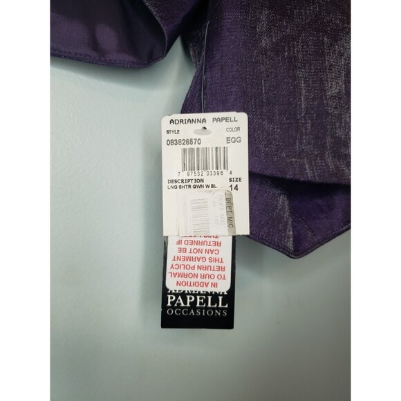 Adrianna Papell Occasions 2 Pc Set Women 14 Formal Gown Purple Ruffle Jacket NWT - Picture 7 of 7